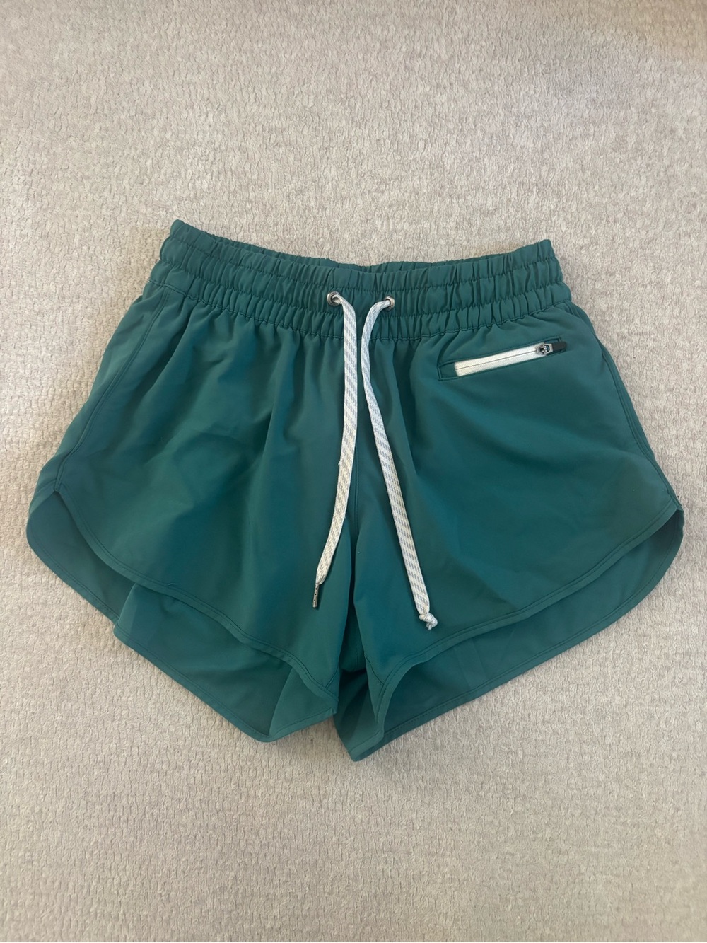 Vuori Teal Athletic Running Shorts with White Drawstring